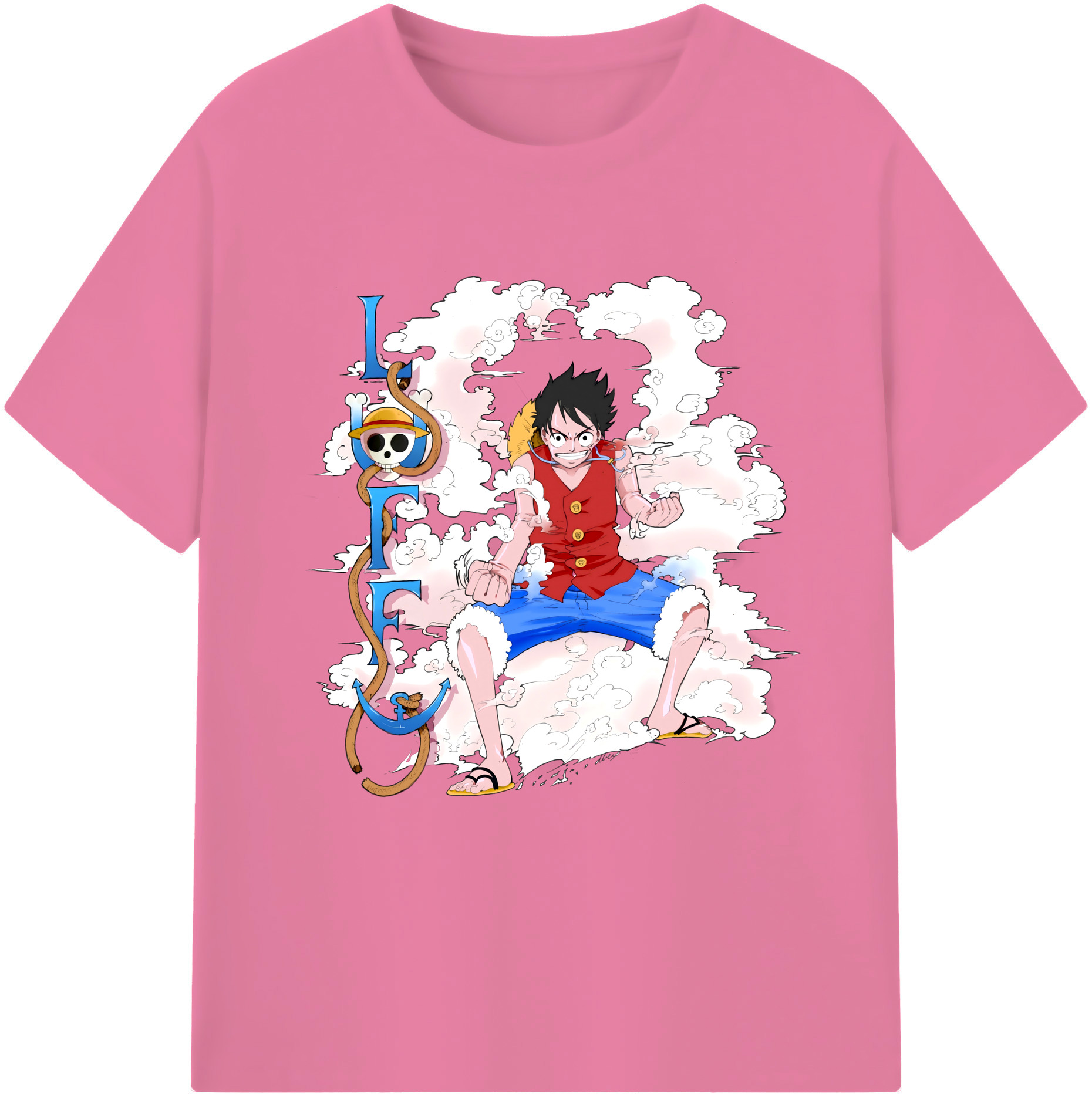 ワンピース モンキー・D・ルフィ ONE PIECE Monkey D. Luffy 綿100％半袖Tシャツ（フロントプリント）
